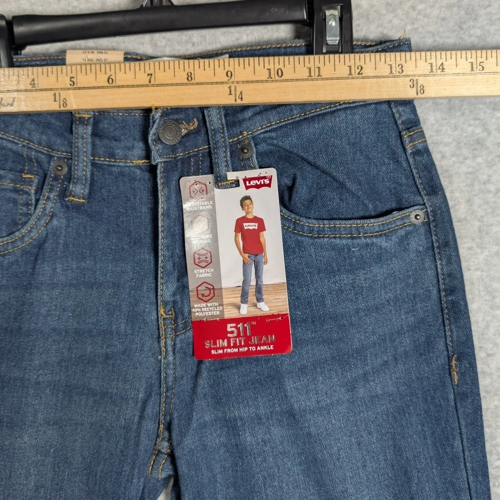 Levis 511 Slim Fit Boys Jeans Size 12 Reg 26x27 Medium Wash Performance Stretch